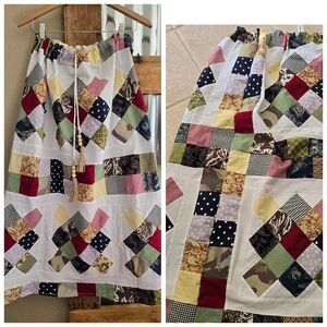 Upcycled Vtg Quilt-top Maxi Skirt S-L Handmade Dont Throw It Out